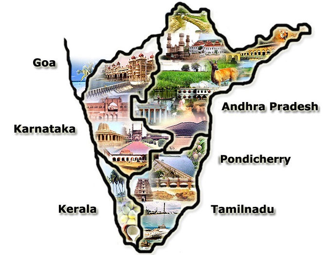 Mapa del sur de la India